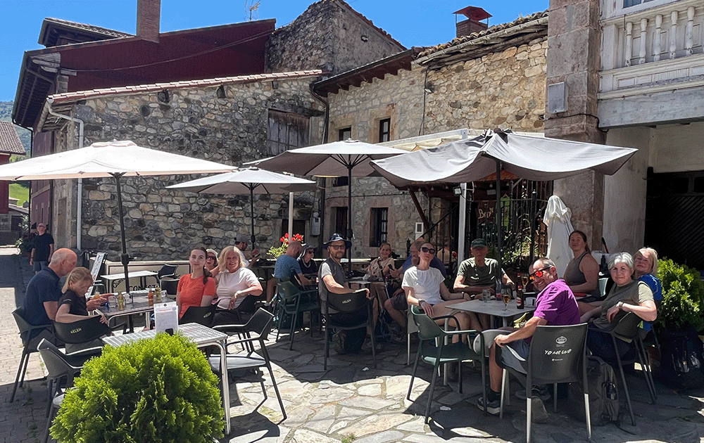 People sitting at a cafe terrace