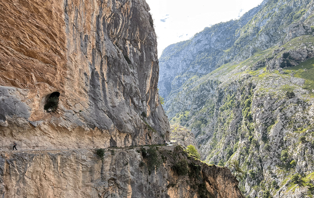 A path carved into the side of a large gorge