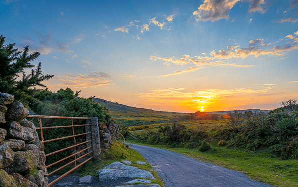Sunset view over Dartmoor
