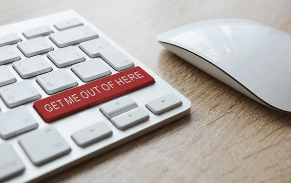 Keyboard with 'Get me out of here' button